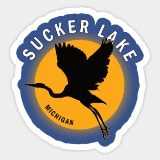 Sucker Lake in Michigan Heron Sunrise Sticker